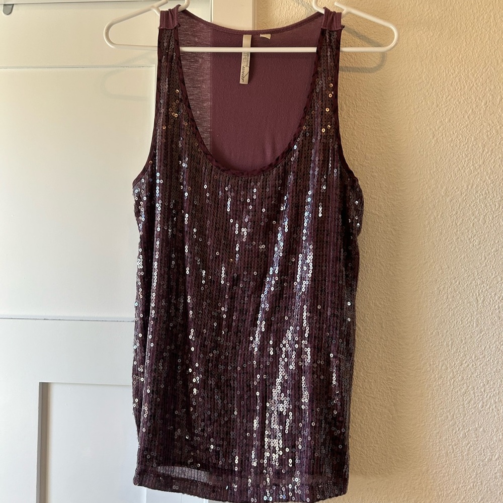 Purple Sequin Tank Top